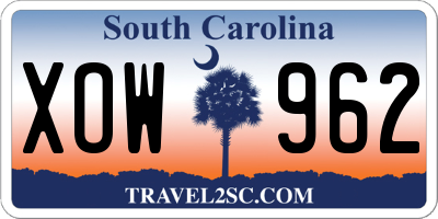 SC license plate XOW962