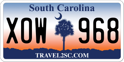 SC license plate XOW968