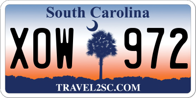 SC license plate XOW972