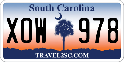 SC license plate XOW978
