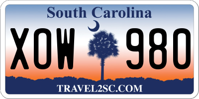 SC license plate XOW980