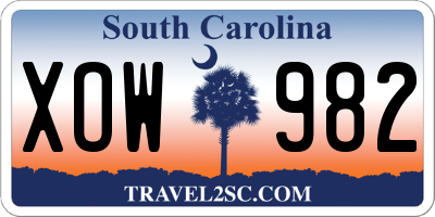 SC license plate XOW982