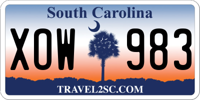 SC license plate XOW983