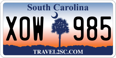 SC license plate XOW985