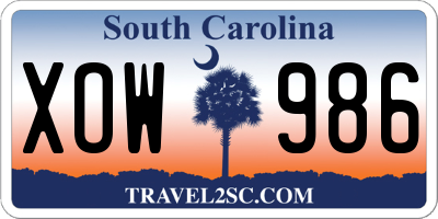 SC license plate XOW986