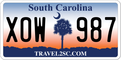 SC license plate XOW987