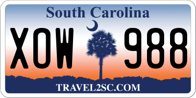 SC license plate XOW988