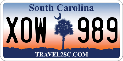 SC license plate XOW989