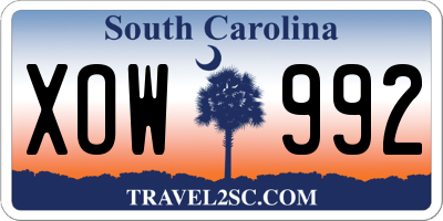 SC license plate XOW992