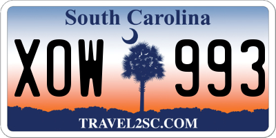 SC license plate XOW993