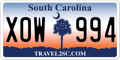SC license plate XOW994