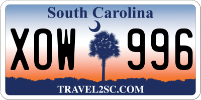 SC license plate XOW996