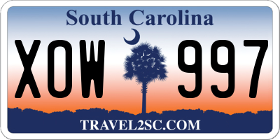 SC license plate XOW997