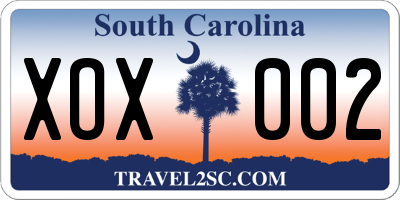 SC license plate XOX002