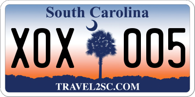SC license plate XOX005