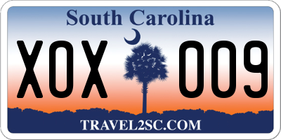 SC license plate XOX009