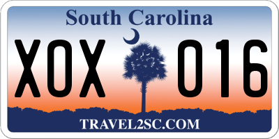 SC license plate XOX016