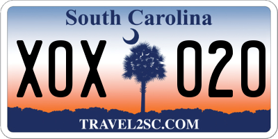 SC license plate XOX020
