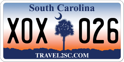 SC license plate XOX026