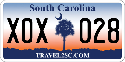 SC license plate XOX028