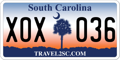 SC license plate XOX036