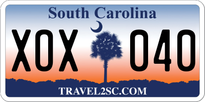 SC license plate XOX040