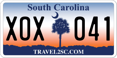 SC license plate XOX041