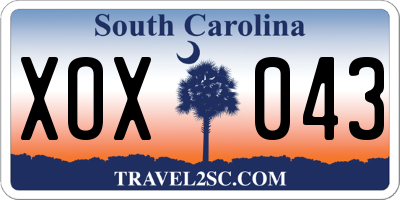 SC license plate XOX043