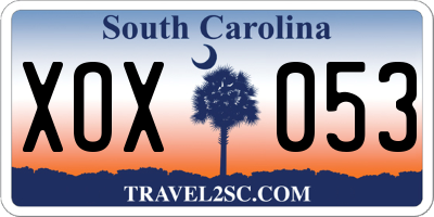 SC license plate XOX053