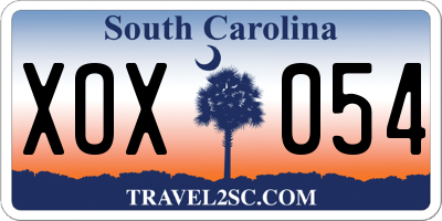 SC license plate XOX054