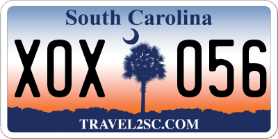 SC license plate XOX056