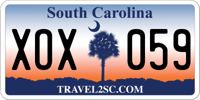 SC license plate XOX059