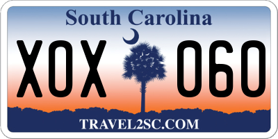 SC license plate XOX060