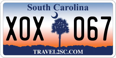 SC license plate XOX067