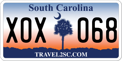 SC license plate XOX068