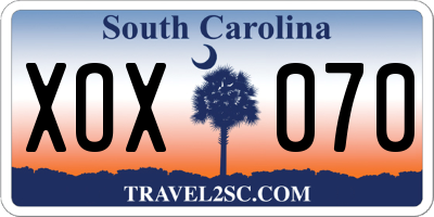 SC license plate XOX070