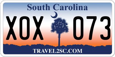 SC license plate XOX073