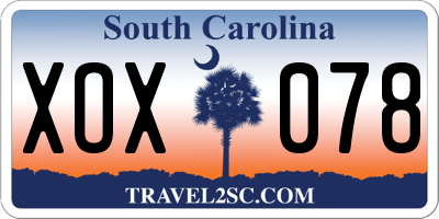 SC license plate XOX078