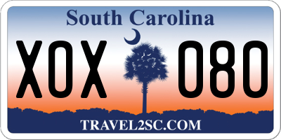 SC license plate XOX080
