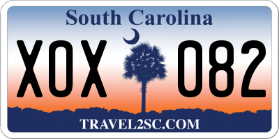 SC license plate XOX082