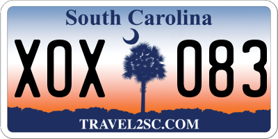 SC license plate XOX083