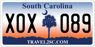 SC license plate XOX089