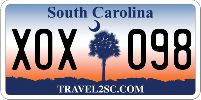 SC license plate XOX098