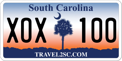 SC license plate XOX100