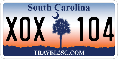 SC license plate XOX104
