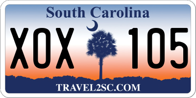 SC license plate XOX105