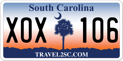 SC license plate XOX106