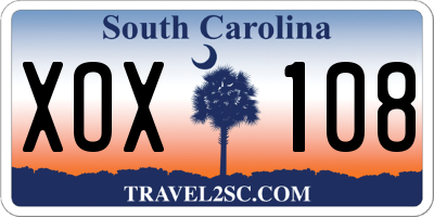 SC license plate XOX108
