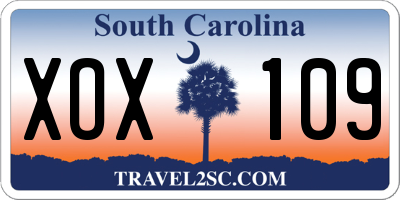 SC license plate XOX109