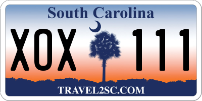 SC license plate XOX111